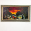 Vintage Danish Sunset Landscape Original Painting