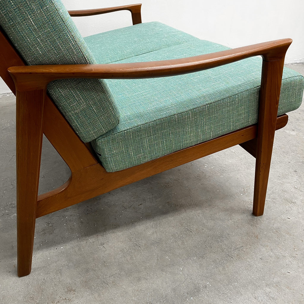 Restored and Upholstered Parker Mid Century Teak Armchair Lounge Chair