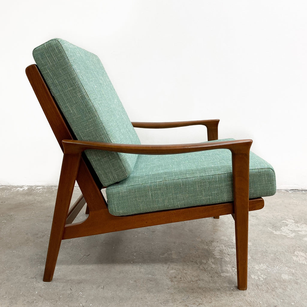 Restored and Upholstered Parker Mid Century Teak Armchair Lounge Chair