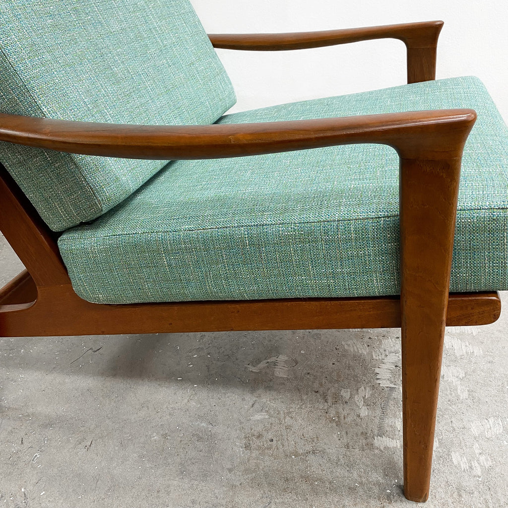 Restored and Upholstered Parker Mid Century Teak Armchair Lounge Chair
