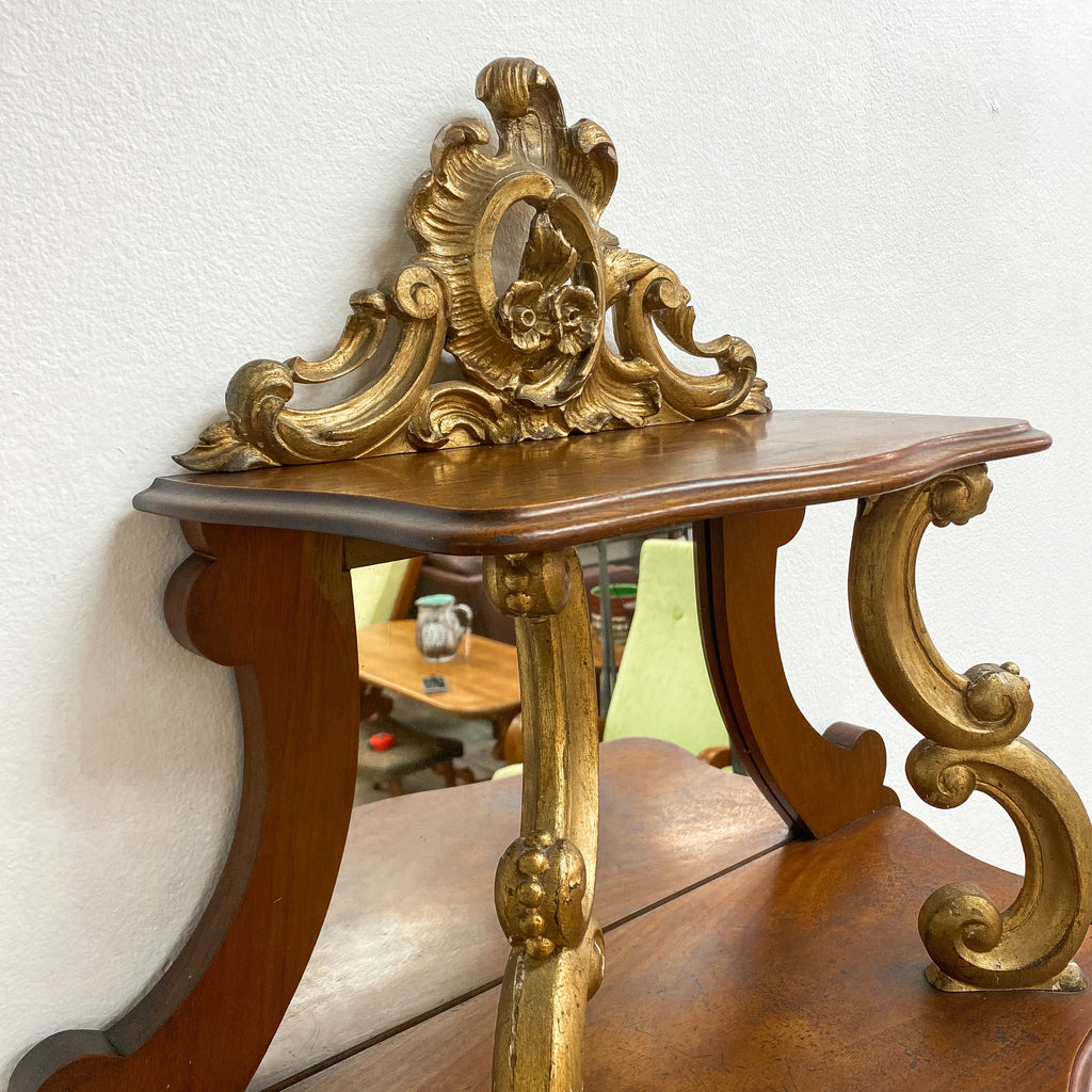 Antique Display Book Shelves With Back Mirror