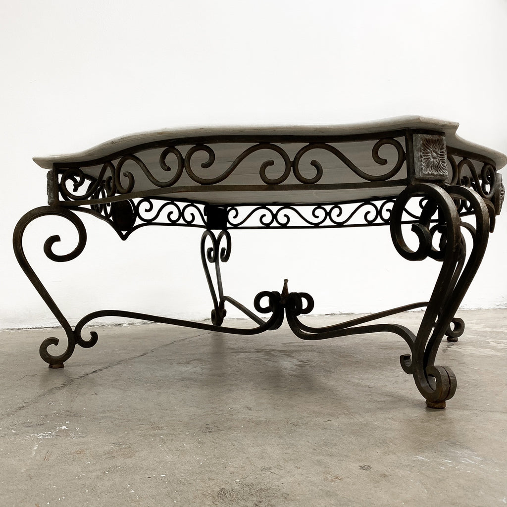 Vintage Wrought Iron & Marble Coffee Table