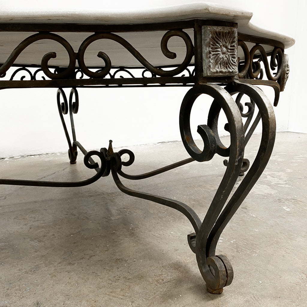 Vintage Wrought Iron & Marble Coffee Table