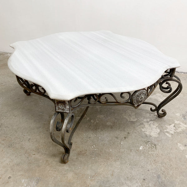 Vintage Wrought Iron & Marble Coffee Table