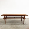 Parker Mid Century Coffee Table With Rattan Shelf