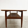 Parker Mid Century Coffee Table With Rattan Shelf