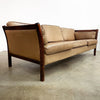 Danish Tan Leather Three Seater Lounge