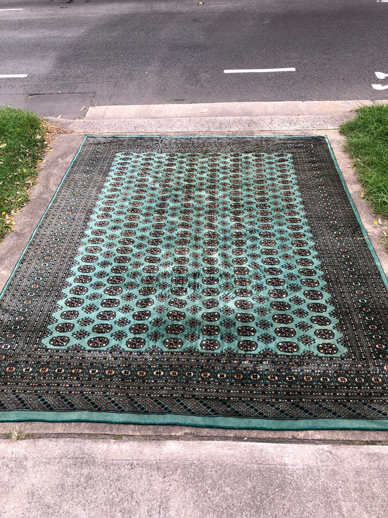 Large Vintage Emerald Green Rug