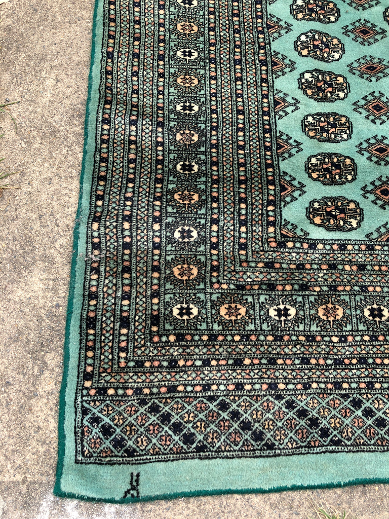 Large Vintage Emerald Green Rug