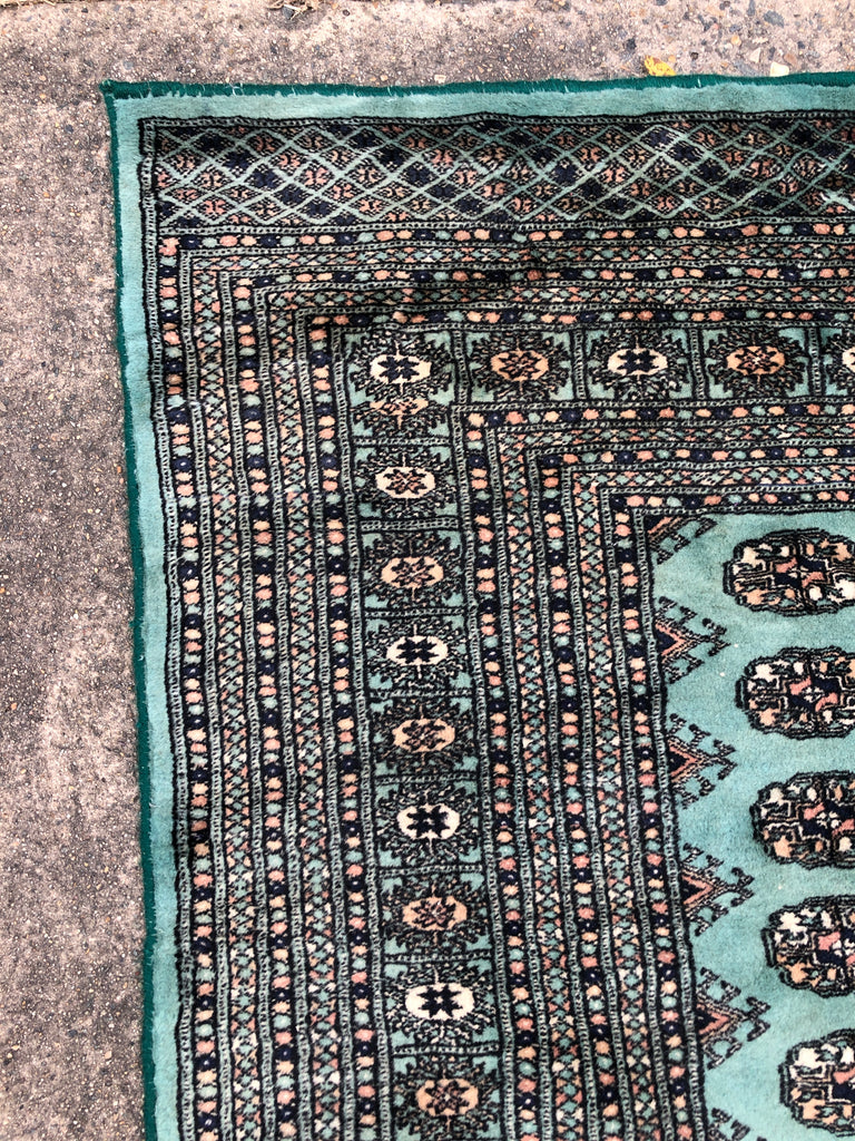 Large Vintage Emerald Green Rug