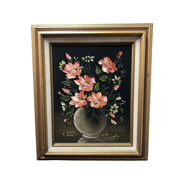 Orange Flowers Still Life Painting - Signed