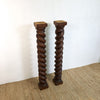 Pair of Antique Cedar Barley Twist Columns
