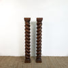 Pair of Antique Cedar Barley Twist Columns