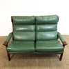 Mid Century Sage Green Leather Tessa Delmont 2 seater Lounge