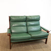 Mid Century Sage Green Leather Tessa Delmont 2 seater Lounge