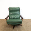 Mid Century Sage Green Leather Tessa Delmont Swivel Armchair