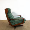 Mid Century Sage Green Leather Tessa Delmont Swivel Armchair