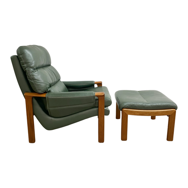 Mid Century Tessa T21 Leather Armchair With Footstool