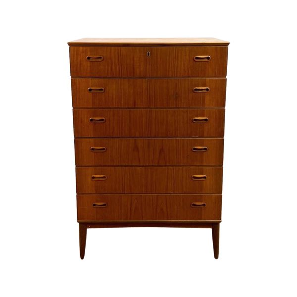 Mid Century Teak Danish Tallboy Chest Of Drawers