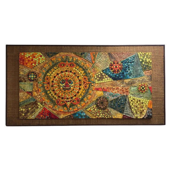 Mid Century Modern Abstract Mosaic Tile and Pasto Oil painted Artwork