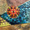 Mid Century Modern Abstract Mosaic Tile and Pasto Oil painted Artwork
