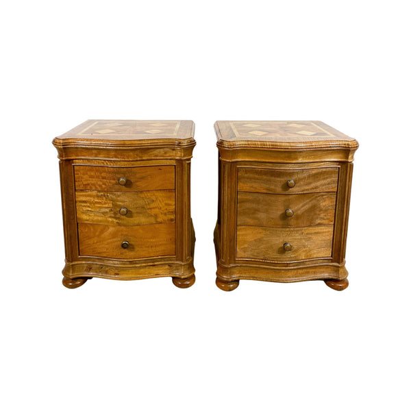 Pair of Parquetry Top Bedside Cabinets