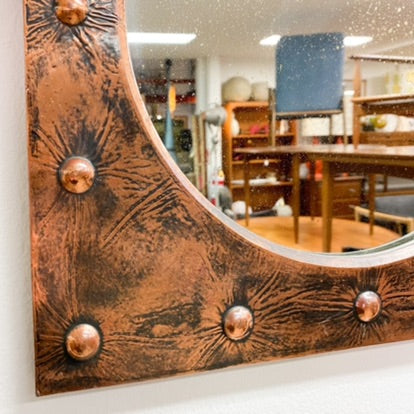 Handmade Brutalist Copper Framed Mirror