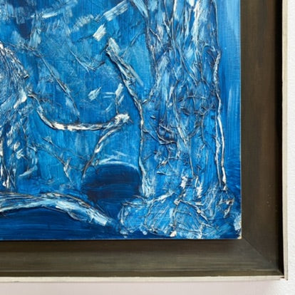 Vintage Blue Abstract Original Artwork