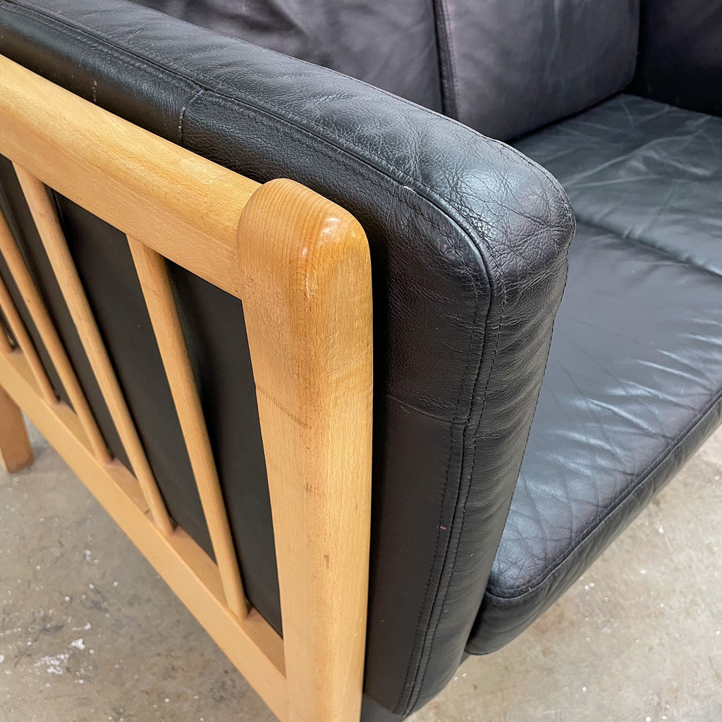 Danish 2 Seater Leather Sofa Lounge