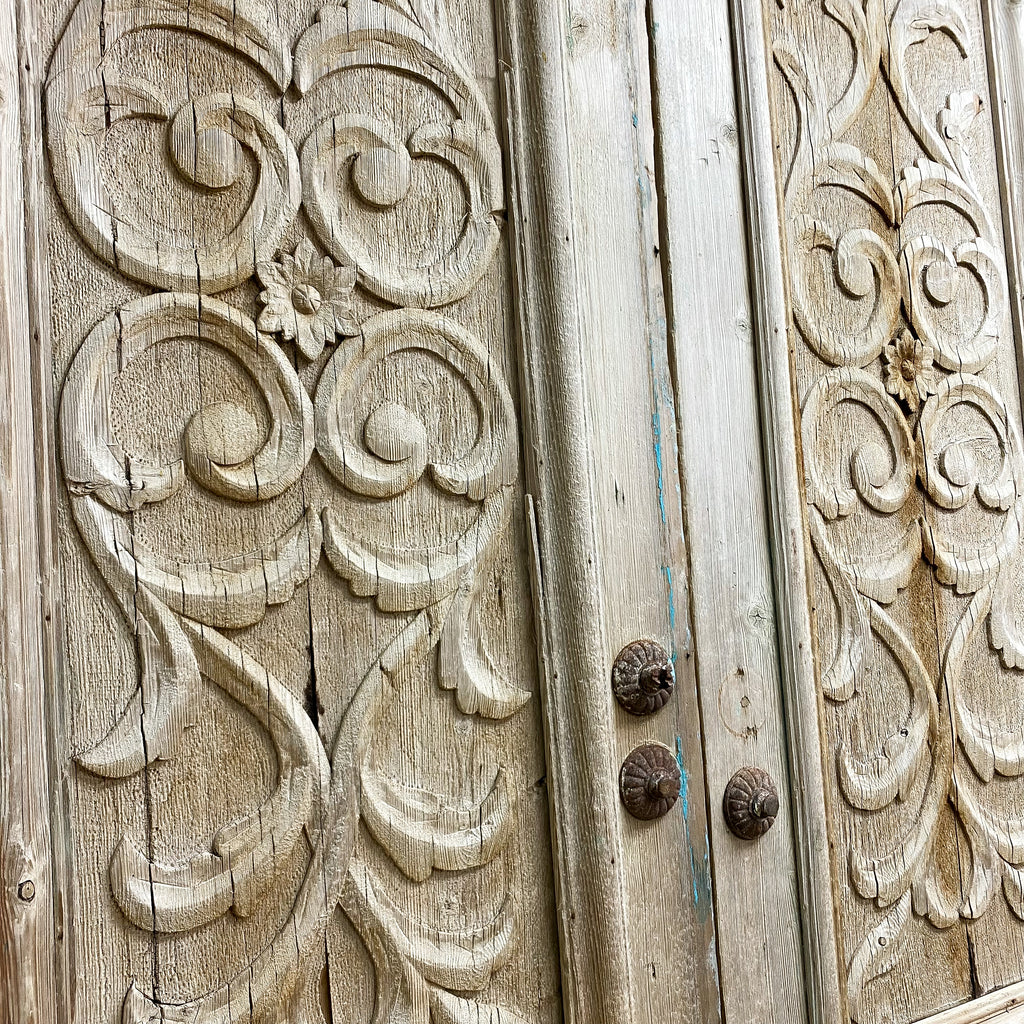 Pair Of Two Rustic Ornate Carved Doors
