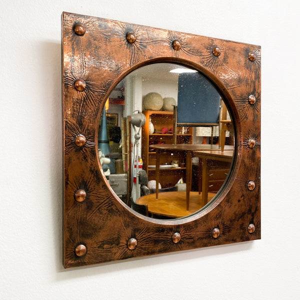 Handmade Brutalist Copper Framed Mirror