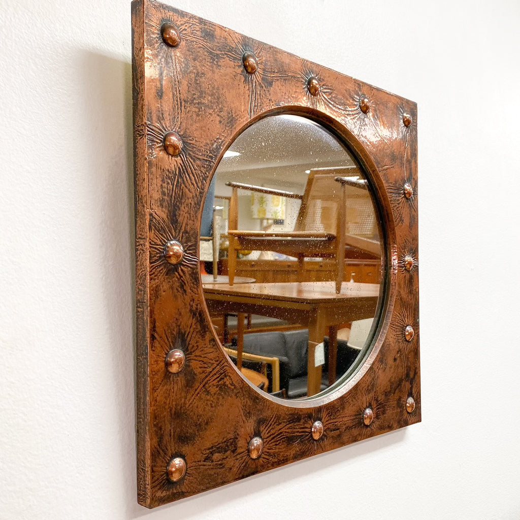 Handmade Brutalist Copper Framed Mirror