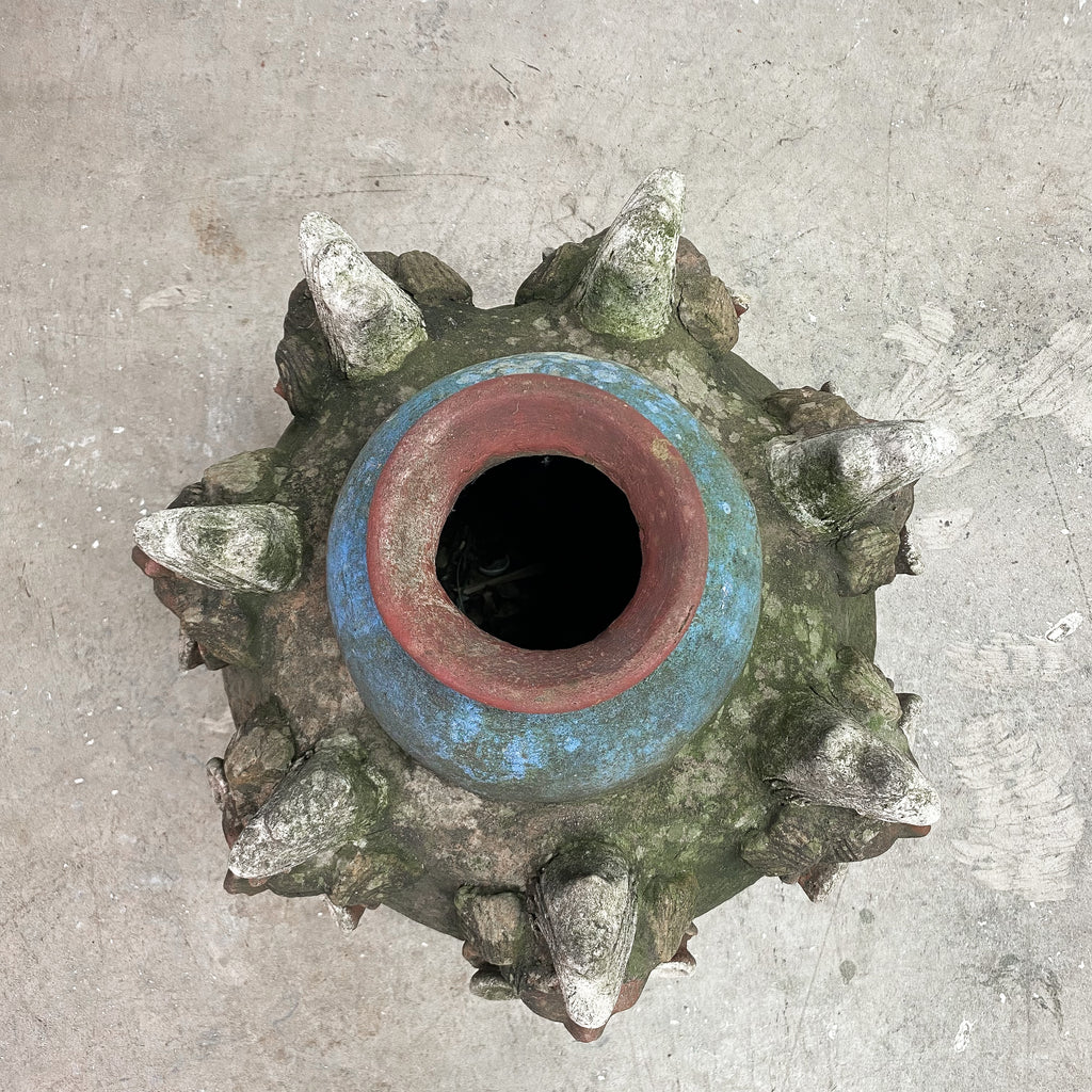 Mayan Inspired Terracotta Pot On Stand
