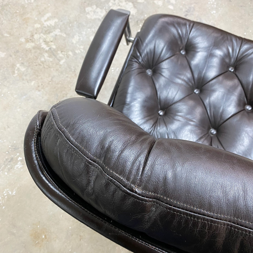 Canadian Vintage Swivel Desk Chair - Chocolate Leather