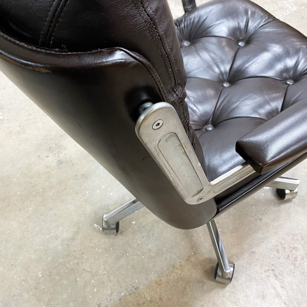 Canadian Vintage Swivel Desk Chair - Chocolate Leather
