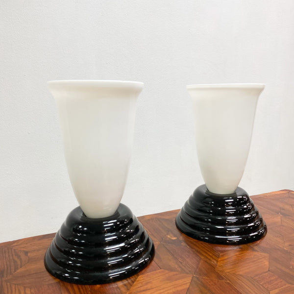 Pair Vintage 1990’s Post Modern Glass Table Lamps