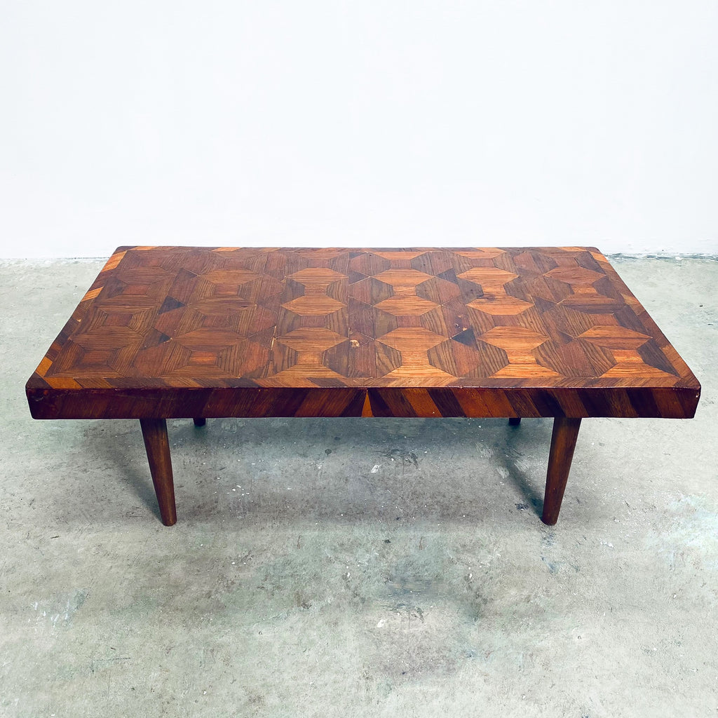 Mid Century Bespoke Parquetry Coffee Table