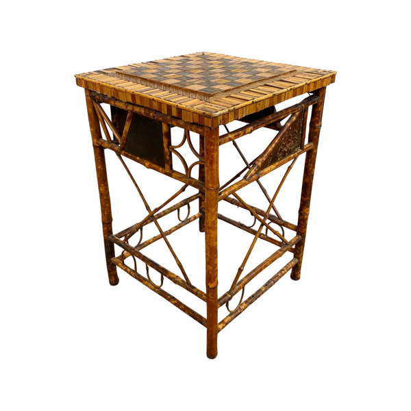 Vintage Tiger Cane Side Table/Chess Board