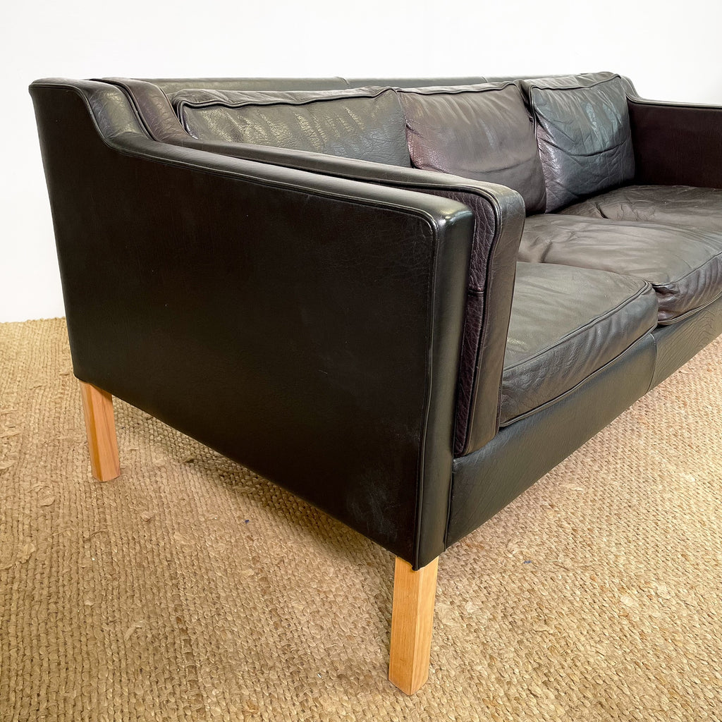 Vintage Mid Century Danish ‘Petrol Black ‘ 3 Seater Lounge Sofa