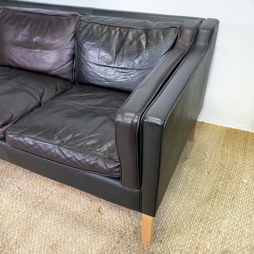 Vintage Mid Century Danish ‘Petrol Black ‘ 3 Seater Lounge Sofa