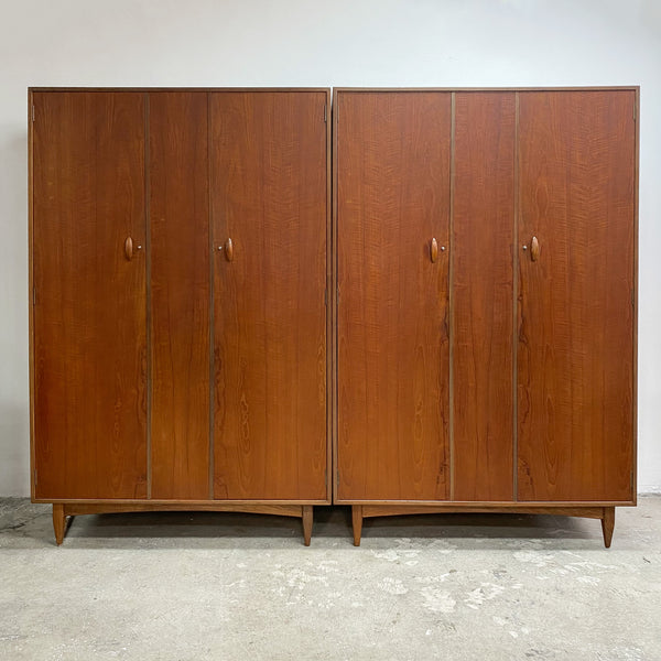 Mid Century Teak Free Standing Wardrobe - Two Available