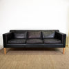 Vintage Mid Century Danish ‘Petrol Black ‘ 3 Seater Lounge Sofa
