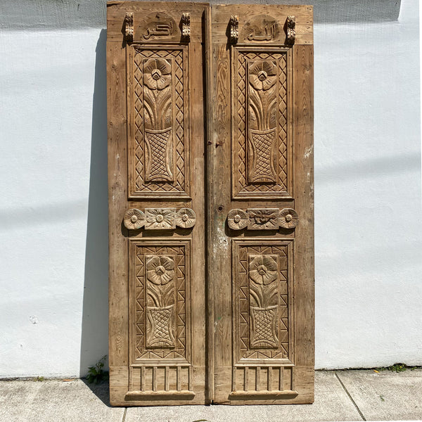 Large Pair Of Vintage Egyptian Carved Doors