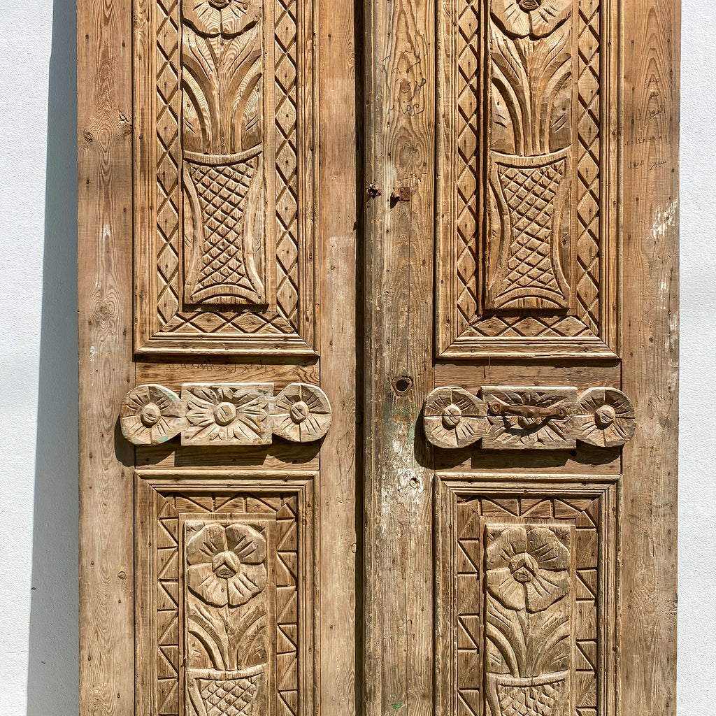 Large Pair Of Vintage Egyptian Carved Doors