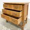 Vintage Danish Oak Serpentine Chest of Drawers or Bedside with Bobbin Legs