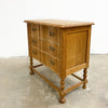 Vintage Danish Oak Serpentine Chest of Drawers or Bedside with Bobbin Legs