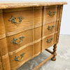 Vintage Danish Oak Serpentine Chest of Drawers or Bedside with Bobbin Legs