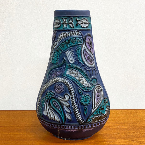 Large West German Mid Century Vase C1960 with Paisley Pattern