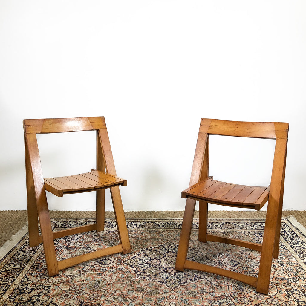 Pair of Italian Mid Century Trieste Folding Chairs