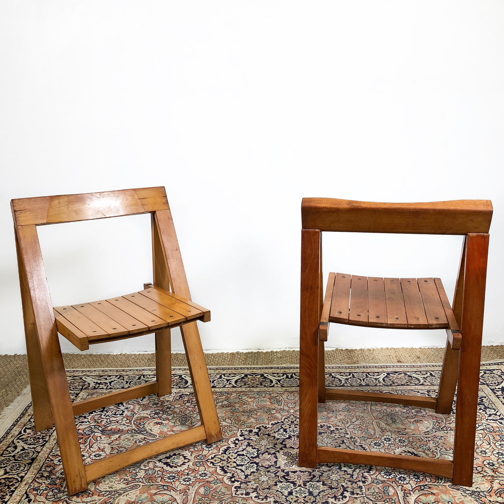 Pair of Italian Mid Century Trieste Folding Chairs